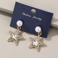 1 Pair Elegant Cute Star Heart Shape Inlay Alloy Rhinestones Drop Earrings main image 9