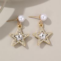 1 Pair Elegant Cute Star Heart Shape Inlay Alloy Rhinestones Drop Earrings sku image 7