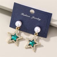 1 Pair Elegant Cute Star Heart Shape Inlay Alloy Rhinestones Drop Earrings main image 8