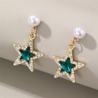 1 Pair Elegant Cute Star Heart Shape Inlay Alloy Rhinestones Drop Earrings sku image 8