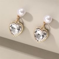 1 Pair Elegant Cute Star Heart Shape Inlay Alloy Rhinestones Drop Earrings sku image 2