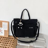 Unisex Corduroy Solid Color Elegant Vacation Sewing Thread Square Zipper Handbag sku image 3