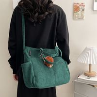 Unisex Corduroy Solid Color Elegant Vacation Sewing Thread Square Zipper Handbag main image 6