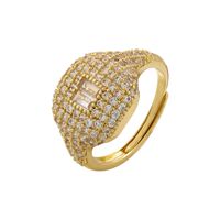 Retro Streetwear Square Copper Plating Inlay Zircon 18k Gold Plated Open Rings sku image 1