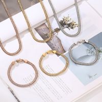 Stainless Steel 18K Gold Plated Classic Style Commute Plating Solid Color Bracelets Necklace main image 4