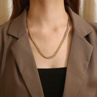 Rostfreier Stahl 18 Karat Vergoldet Klassischer Stil Pendeln Überzug Einfarbig Armbänder Halskette main image 1