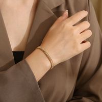Stainless Steel 18K Gold Plated Classic Style Commute Plating Solid Color Bracelets Necklace main image 3