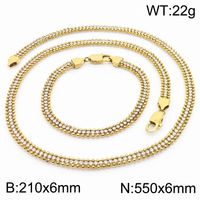 Rostfreier Stahl 18 Karat Vergoldet Klassischer Stil Pendeln Überzug Einfarbig Armbänder Halskette sku image 8