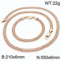 Stainless Steel 18K Gold Plated Classic Style Commute Plating Solid Color Bracelets Necklace sku image 9