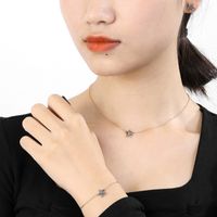 Stainless Steel Titanium Steel Rose Gold Plated Simple Style Plating Inlay Star Artificial Gemstones Bracelets Earrings Necklace main image 3