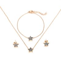 Stainless Steel Titanium Steel Rose Gold Plated Simple Style Plating Inlay Star Artificial Gemstones Bracelets Earrings Necklace main image 2