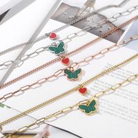 Titanium Steel 18K Gold Plated Lady Streetwear Plating Heart Shape Butterfly Layered Necklaces main image 5
