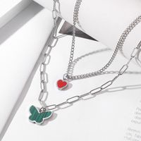 Titanium Steel 18K Gold Plated Lady Streetwear Plating Heart Shape Butterfly Layered Necklaces main image 4