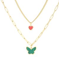 Titanium Steel 18K Gold Plated Lady Streetwear Plating Heart Shape Butterfly Layered Necklaces main image 2