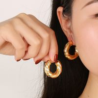 1 Pair Retro C Shape U Shape Plating Titanium Steel 18K Gold Plated Ear Studs main image 3