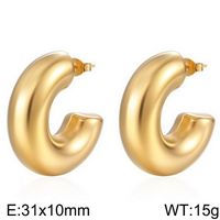 1 Pair Retro C Shape U Shape Plating Titanium Steel 18K Gold Plated Ear Studs sku image 15