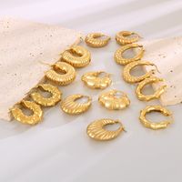 1 Par Retro Estilo Romano Forma De U Geométrico Enchapado Acero Titanio Chapados en oro de 18k Aretes main image 1