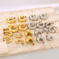 1 Paire Rétro Forme En U Géométrique Placage Acier Au Titane Plaqué Or 18K Des Boucles D'Oreilles main image 6