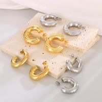 1 Paire Rétro Forme En U Géométrique Placage Acier Au Titane Plaqué Or 18K Des Boucles D'Oreilles main image 4