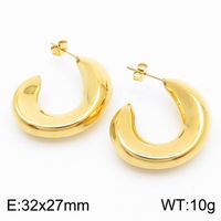 1 Paire Rétro Forme En U Géométrique Placage Acier Au Titane Plaqué Or 18K Des Boucles D'Oreilles sku image 4