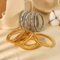 Retro Roman Style Circle Solid Color 304 Stainless Steel 18K Gold Plated Bangle In Bulk main image 6