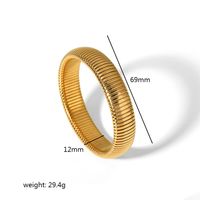 Retro Roman Style Circle Solid Color 304 Stainless Steel 18K Gold Plated Bangle In Bulk sku image 5