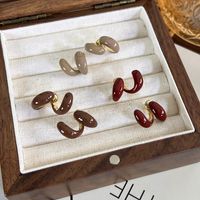 1 Pair Vintage Style Pastoral C Shape Plating Copper Gold Plated Ear Studs main image 1