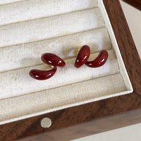 1 Pair Vintage Style Pastoral C Shape Plating Copper Gold Plated Ear Studs sku image 1