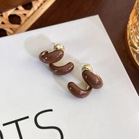 1 Pair Vintage Style Pastoral C Shape Plating Copper Gold Plated Ear Studs main image 5