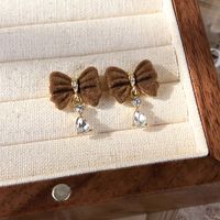 1 Pair Vintage Style Bow Knot Plating Alloy Flocking Gold Plated Drop Earrings main image 8