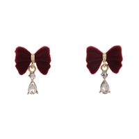 1 Pair Vintage Style Bow Knot Plating Alloy Flocking Gold Plated Drop Earrings main image 5
