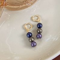 1 Pair Vintage Style Round Plating Shell Pearls Gold Plated Drop Earrings main image 10