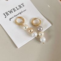 1 Pair Vintage Style Round Plating Shell Pearls Gold Plated Drop Earrings sku image 4
