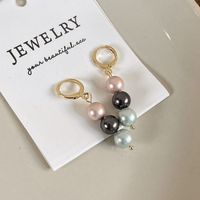 1 Pair Vintage Style Round Plating Shell Pearls Gold Plated Drop Earrings sku image 1