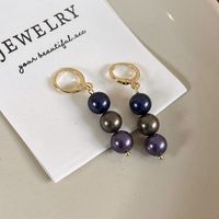 1 Pair Vintage Style Round Plating Shell Pearls Gold Plated Drop Earrings sku image 2