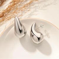 1 Pair Simple Style Water Droplets Plating Titanium Steel Ear Studs main image 5