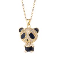 Vintage Style Panda Copper Plating Inlay Zircon Gold Plated Pendant Necklace main image 2