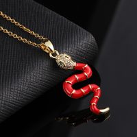 Vintage Style Snake Copper Plating Inlay Zircon Gold Plated Pendant Necklace main image 4