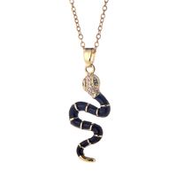 Vintage Style Snake Copper Plating Inlay Zircon Gold Plated Pendant Necklace main image 2
