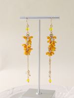 1 Pair Simple Style Classic Style Water Droplets Flower Metal 14k Gold Plated Drop Earrings sku image 1