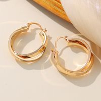 1 Pair Simple Style Round Stamping Plating Copper 14k Gold Plated Earrings main image 6