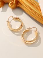1 Pair Simple Style Round Stamping Plating Copper 14k Gold Plated Earrings main image 1
