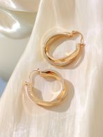 1 Pair Simple Style Round Stamping Plating Copper 14k Gold Plated Earrings main image 3