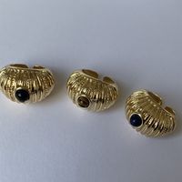 Vintage Style Color Block Gold Plated Natural Stone Alloy Wholesale Wide Band Rings main image 5