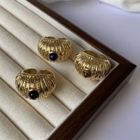 Vintage Style Color Block Gold Plated Natural Stone Alloy Wholesale Wide Band Rings main image 1