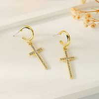 1 Pair Vintage Style Cross Solid Color Plating Alloy Drop Earrings main image 4
