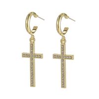 1 Pair Vintage Style Cross Solid Color Plating Alloy Drop Earrings main image 2