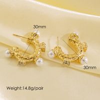 1 Pair Simple Style Geometric Solid Color Plating 304 Stainless Steel Pearl 14K Gold Plated Ear Clip sku image 3