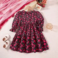 Casual Cute Simple Style Flower Cotton Girls Dresses sku image 3