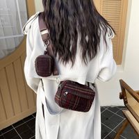 Women's Woolen Stripe Elegant Vacation Sewing Thread Square Zipper Shoulder Bag Bag Sets main image 3